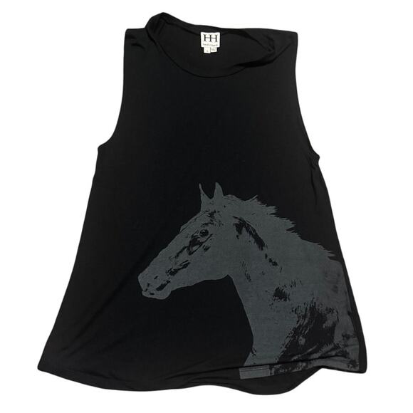 Haute Hippie Tops - Haute Hippie Black Horse Graphic Sleeveless Top – Size S Muscle Tee Rocker Chic